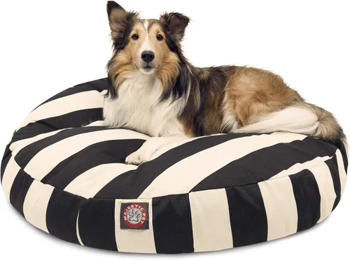 Miniatura 16 de Majestic Pet Products - Cama redonda pequeña para perros con rayas verticales negras para interiores y exteriores, con funda extraíble y lavable