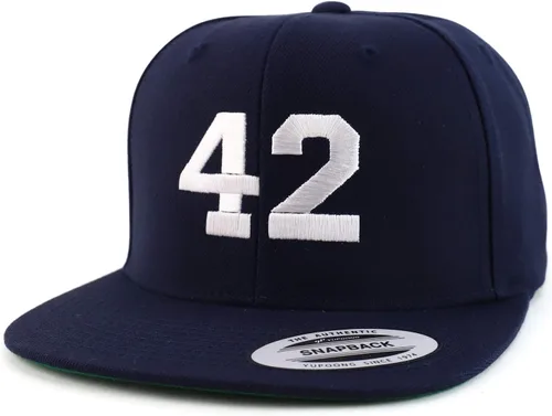 Miniatura 5 de Trendy Apparel Shop Gorra de béisbol bordada con pico plano bordado de hilo blanco número 42