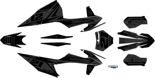 Miniatura 3 de Kit de gráficos para KTM Motocross de 2 tiempos 125 SX, 150 SX y 250 SX años 2019, 2020, 2021 y 2022 Orangecrew Series Cyan 16 Mil - Calcomanías