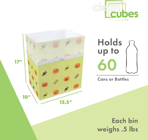 Miniatura 4 de Clean Cubes Botes de basura desechables de 13 galones (paquete de 3) con bolsas bajas, contenedores plegables de basura y reciclaje para fiestas