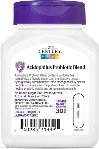 Miniatura 11 de 21st Century Acidophilus Cápsulas de mezcla de probióticos (100 unidades), suplemento probiótico diario con Lactobacillus Acidophilus, apoya