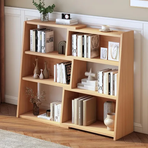 Miniatura 8 de IOTXY Estantería de madera extensible – Estantería con escalera de 3 niveles, baja y corta para espacios pequeños o esquinas, roble, L