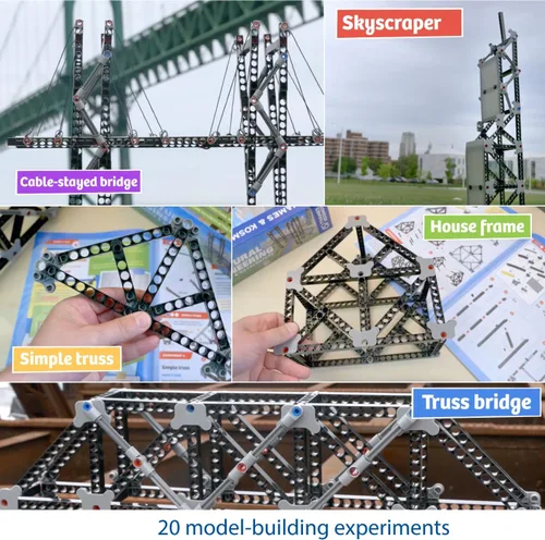 Miniatura 6 de Thames & Kosmos Ingeniería Estructural: Puentes y Rascacielos Kit de Ciencia e Ingeniería Construir 20 modelos Aprende sobre fuerza, carga