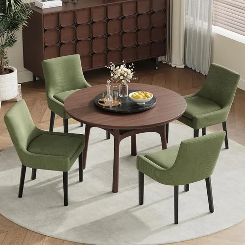 Miniatura 31 de MALOL Juego de 2 sillas de comedor tapizadas en corduroy con patas de madera, sillas de cocina laterales acolchadas de respaldo medio para comedor