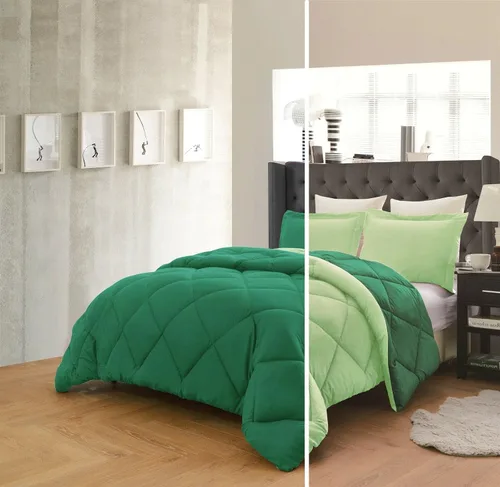 Miniatura 7 de Empire Home Juego de edredón reversible y fundas de almohada de 3 piezas en 10 combinaciones de colores, alternativa al plumón (negro/gris, King)