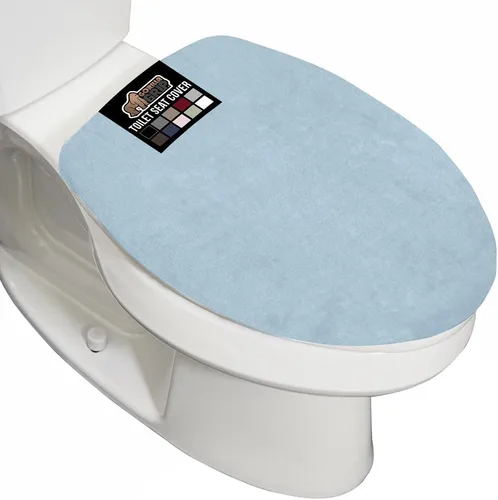 Miniatura 32 de GORILLA GRIP Funda gruesa de espuma viscoelástica para tapa y asiento de inodoro de baño, parte superior de terciopelo suave, lavable a máquina, Azul