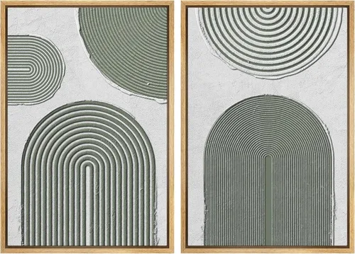 Miniatura 16 de SIGNWIN Lienzo enmarcado para pared, juego de arte con anillos de árbol de bosque grunge en blanco y negro, ilustraciones de naturaleza silvestre