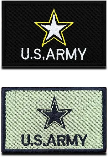 2 piezas de parche de estrella de América AR, parches de bandera de Estados Unidos, parche bordado con gancho y bucle de bandera estadounidense AR