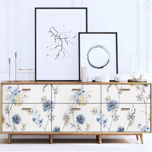 Miniatura 5 de Elegante papel de contacto floral autoadhesivo para estantes de 17.7 x 117 pulgadas, autoadhesivo para cajón, adhesivo para despegar y pegar, papel