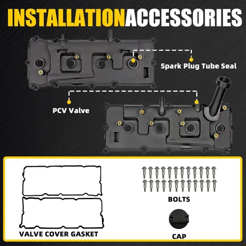 Miniatura 3 de Juego de tapas de válvula compatible con Nissan Armada Pathfinder Titan NV2500 NV3500 Infiniti QX56 5.6L 2007-2017 Reemplazar 13264ZE01A 132647S000
