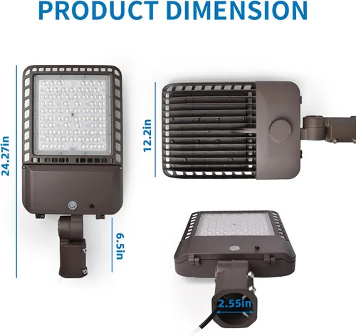 Miniatura 5 de Paquete de 4 luces LED de estacionamiento para exteriores de 300 W con fotocélula del atardecer al amanecer y ajustador deslizante, luz diurna