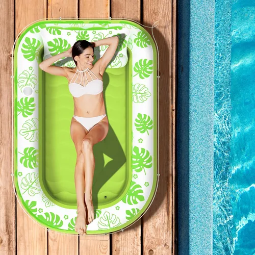 Miniatura 8 de Flotador Inflable para Piscina de Bronceado con Almohada Cervical - Flotadores de Piscina para Adultos para Tomar el Sol, Patio Trasero, Fiesta