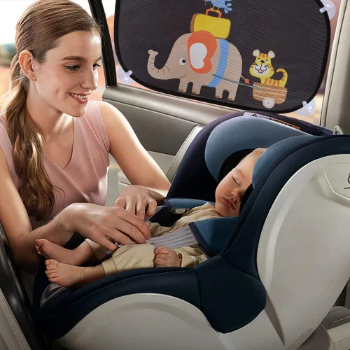 Miniatura 6 de MOVINPE Parasol para auto para bebés y niños, 2 unidades, adhesivo estático para ventana lateral, parasol trasero universal de 80GSM con 8 ventosas