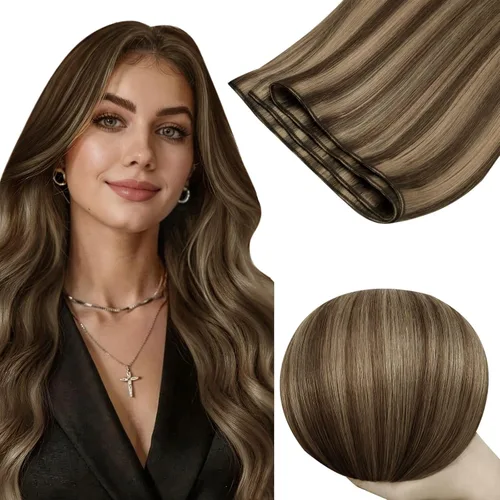 Miniatura 11 de RUNATURE Extensiones de cabello humano rubio con trama para coser, para mujer, añade volumen al cabello, 12 pulgadas, 2.47 onzas (2.47 oz), reflejos