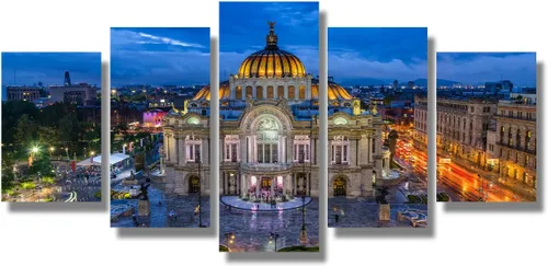 Miniatura 22 de Arte de pared con bandera de México para sala de estar, pintura de pared con textura envejecida y colorida de la bandera de México, 3 piezas