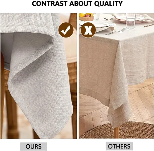 Miniatura 72 de Mantel para mesa rectangular de 55x71 pulgadas, de lino sintético, resistente a las arrugas e impermeable, color beige, para cocina, comedor