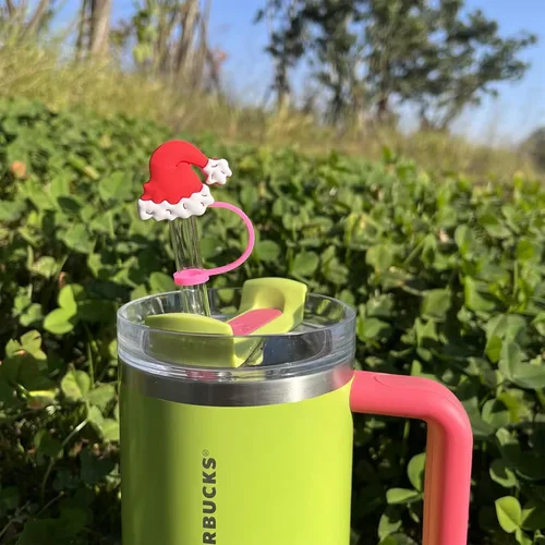 Miniatura 4 de 4 piezas de adornos para popote de Navidad, cubierta de popote Stanley de Amreich Christmas Stanley, vaso de 30 onzas y 40 onzas con asa, fundas