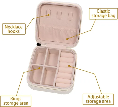 Miniatura 4 de Joyero pequeño, organizador de joyas de viaje, caja de joyería portátil de viaje, mini almacenamiento portátil, caja de almacenamiento para anillos