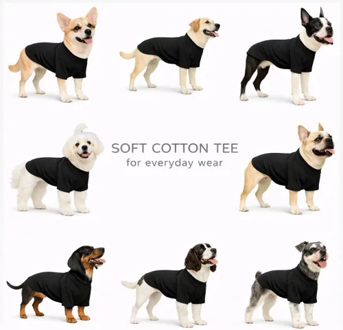Miniatura 5 de Lovelonglong Ropa de Bulldog Ropa para Perro Camiseta en Blanco Camisetas para Bulldog Francés, Bulldog Inglés, American Pit Bull Pugs, 100% Negro