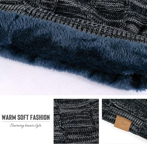 Miniatura 5 de Vgogfly Slouchy Beanie for Men Winter Hats for Guys Cool Beanies Mens Lined Knit Warm Thick Skully Stocking Binie Hat