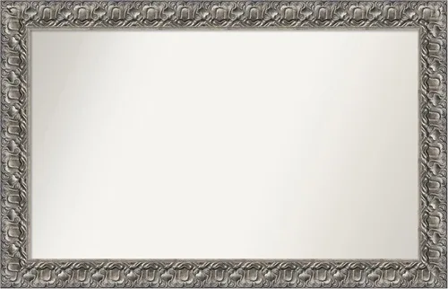 Miniatura 165 de Amanti Art Espejo de baño plateado para sobre fregadero, 26 x 26 pulgadas, espejo cuadrado de níquel pulido, marco de madera tradicional mediano, se