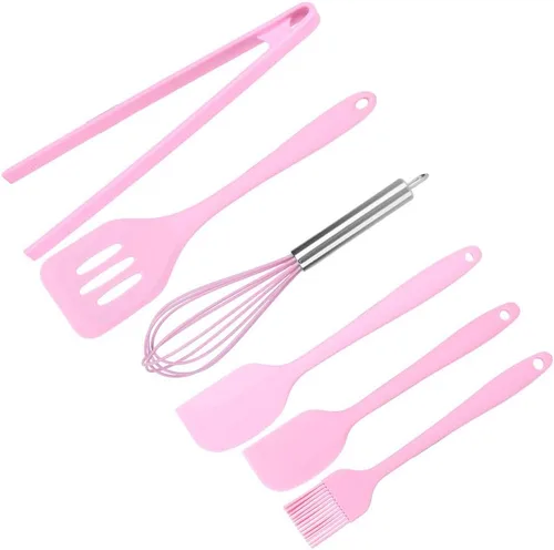 Miniatura 3 de Haofy Utensilios de cocina de silicona, juego de 6 utensilios de cocina antiadherentes resistentes al calor, kit de utensilios de cocina de silicona
