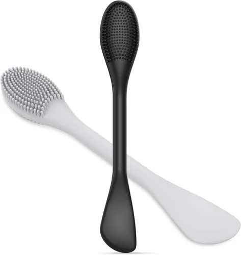 Cepillo de limpieza facial de silicona – 2 unidades de exfoliante de doble extremo para limpieza profunda de poros, eliminación de puntos negros y