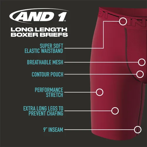 Miniatura 2 de AND1 Ropa interior para hombre Paquete de 6 calzoncillos de compresión de pierna larga (S-3XL)