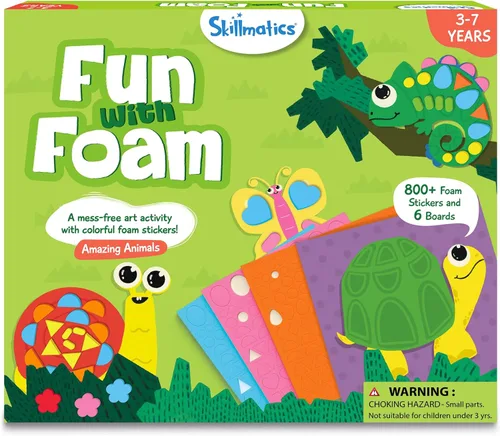 Skillmatics Actividad artística de calcomanías de espuma – Animales, diversión sin desorden para niños, más de 800 calcomanías de espuma 3D, kits de