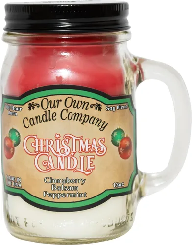 Our Own Candle Company, Vela de tarro de cristal triple perfumada navideña, 100 horas de tiempo de combustión, 13 onzas