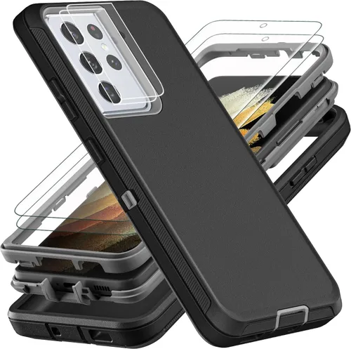 Miniatura 8 de YKHJKLEC Funda para Samsung Galaxy S21 Ultra, con 2 piezas [protector de pantalla de TPU flexible autorreparable y protector de lente de cámara]