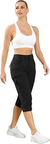 Miniatura 4 de Panmouo Pantalones tipo cargo para mujer, pantalones capri ligeros, de secado rápido, transpirables, capris