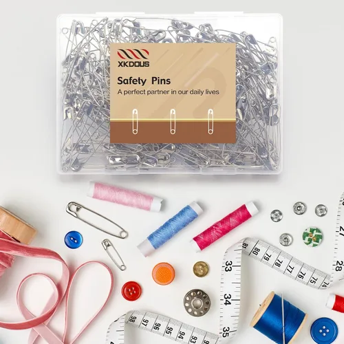 Miniatura 7 de XKDOUS Alfileres de seguridad grandes de 2.2 pulgadas, 200 piezas, alfileres plateados a granel resistentes para ropa, costura, manualidades