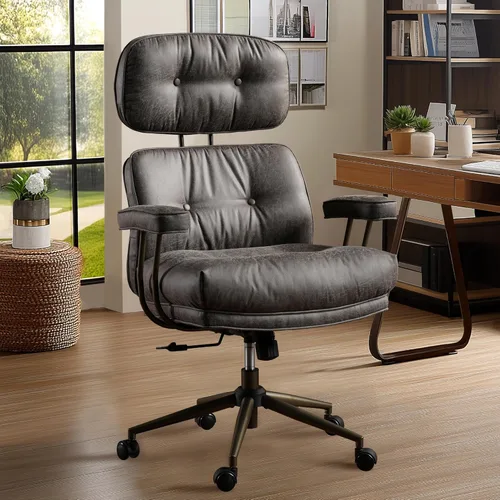 Miniatura 10 de Mid Century Modren - Silla de oficina grande y alta, silla ejecutiva ergonómica grande para personas resistentes, silla de trabajo de escritorio