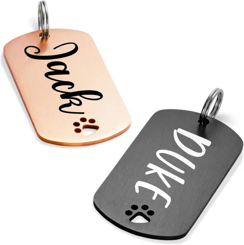 Miniatura 17 de Ultra Joys Placas de Identificación para Perros Personalizadas para Mascotas - Placa de ID Personalizada con Pata Hueca - Placa Grabada para Perros