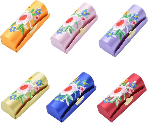 Miniatura 16 de Estuche de lápiz labial con espejo para lápiz labial, caja de almacenamiento mini portátil de doble rama floral joyería cosmética estuche paquete