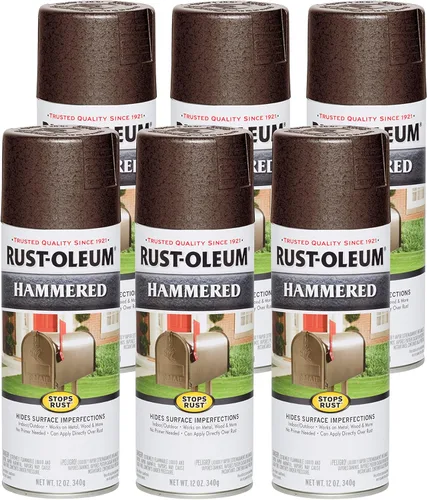 Rust-Oleum 210880-6PK - Pintura en aerosol con efecto martillado para prevención del óxido, 12 onzas, marrón (paquete de 6)