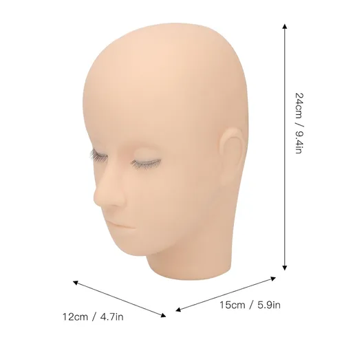 Miniatura 4 de Cabeza de maniquí de pestañas, cabeza de maniquí de extensión de pestañas, cabeza de práctica de goma de maquillaje de 3 capas, cabeza de muñeca