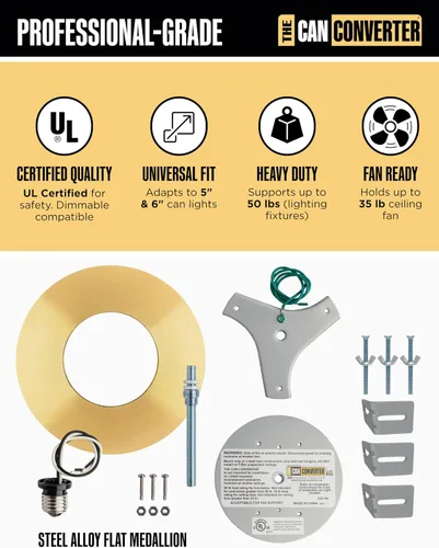 Miniatura 3 de The Can Converter R56 - Kit de conversión de luz empotrada para lata con medallón de techo plano de 7 pulgadas, mejoras para el hogar para latas