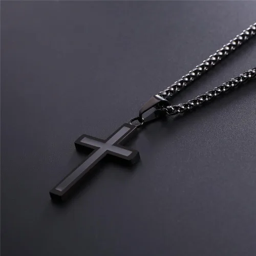 Miniatura 3 de U7 Simple Cross Necklace for Men Women, Stainless Steel Silver Black Gold Latin Cross Pendant Necklaces, Custom Engravable, Length 22-24 Inches