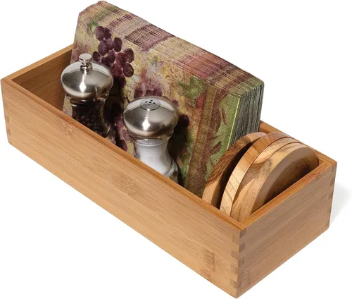 Miniatura 11 de Lipper International Caja de almacenamiento de madera de bambú para utensilios de cocina, maquillaje o suministros de oficina, 5 x 12 x 3 pulgadas