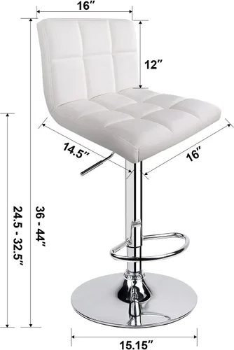 Miniatura 3 de Taburetes de bar de leopardo, moderno taburete giratorio ajustable de piel sintética con espalda, juego de 2 (blanco)