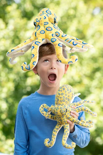 Miniatura 2 de The Petting Zoo Peluche de pulpo de anillo azul, regalos para niños, animales marinos salvajes Onez, juguete de peluche de pulpo Zoologee de 8