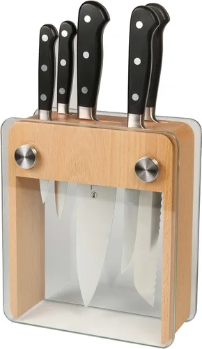 Mercer Culinary - M23505 Juego de Cuchillos Forjados Renaissance con Bloque, 6 Piezas, Bloque de Madera con Vidrio Templado