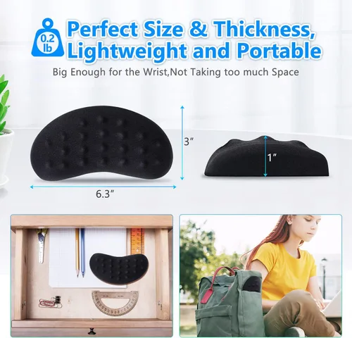 Miniatura 7 de Gimars Reposamuñecas para mouse, soporte de muñeca Pop It Fidget para aliviar la presión del mouse, almohadilla ergonómica de espuma viscoelástica