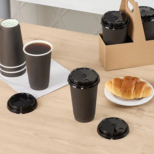 Miniatura 5 de Restaurantware - Solo tapas: tapas de plástico negro para tazas de café de 8, 12, 16 y 20 onzas, 100 café para tazas calientes - sorbo y popote