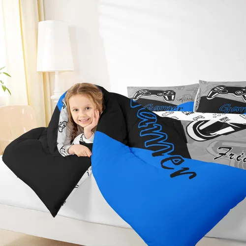 Miniatura 6 de Feelyou Edredón de Videojuegos para Niños Adolescentes, Juego de Ropa de Cama de Videojuegos para Niños, Edredón Gamer para Todas las Estaciones