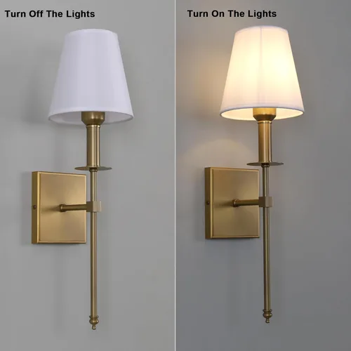 Miniatura 7 de Yosoan Juego de 2 apliques de pared retro para interiores, estilo bohemio, latón industrial, antiguo, cableado antiguo, bronce champán, pantalla