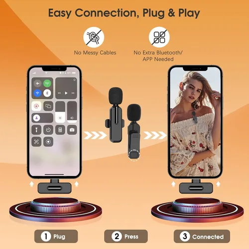 Miniatura 3 de MAYBESTA Mini micrófono inalámbrico para iPhone iPad - Micrófono de teléfono con solapa Bluetooth Lavalier para grabación de audio y video