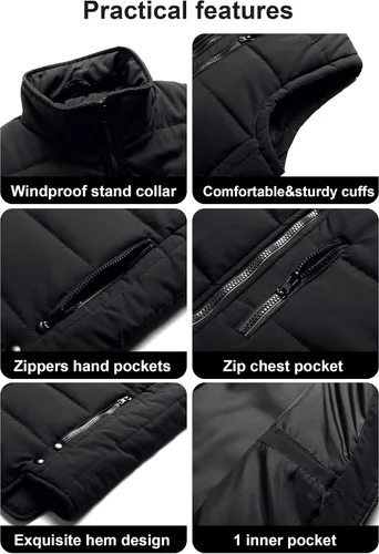 Miniatura 6 de Chrisuno Chalecos de invierno para mujer, ligeros, acolchados, chaleco utilitario